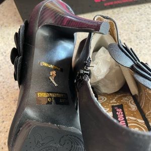 Black faux leather ankle boot